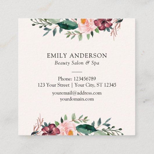 Herfst Herfst Roos Bloemenkrans Visitekaartje (Achterkant)