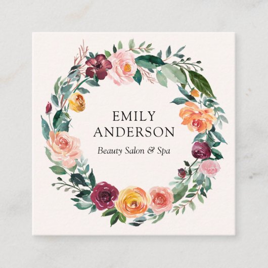 Herfst Herfst Roos Bloemenkrans Visitekaartje (Voorkant)