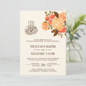 Herfst herfst Roustic Floral Islamic Muslim Weddin Kaart (Staand voorkant)