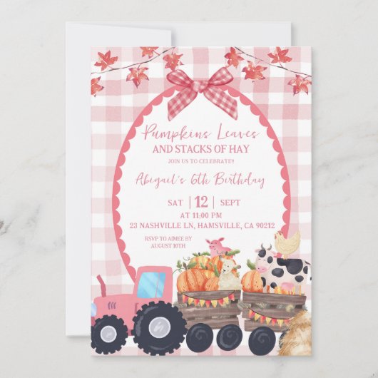 Herfst Herfst Roze Boerderij Verjaardag Kaart (Voorkant)