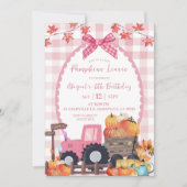 Herfst Herfst Roze Bow Pompoen Patch Verjaardag Kaart (Voorkant)