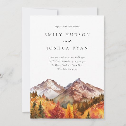 Herfst herfst RSVP Alles in een QR-code bruiloft Kaart (Voorkant)