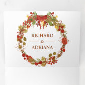 Herfst herfst rustiek land bladeren krans bruiloft drieluik uitnodiging (Binnenzijde eerst)