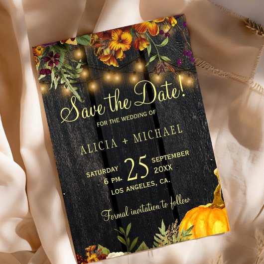 Herfst herfst rustiek land hout bruiloft save the date