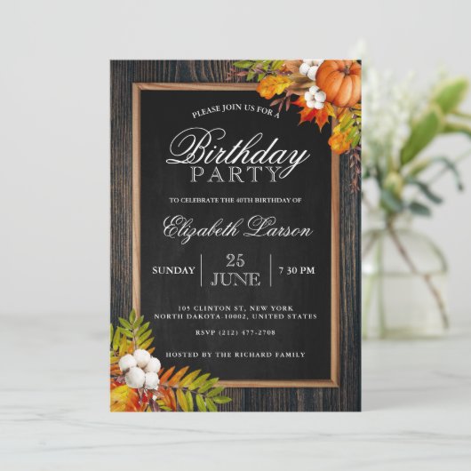 Herfst Herfst Rustiek Verjaardagsfeest Kaart (Staand voorkant)