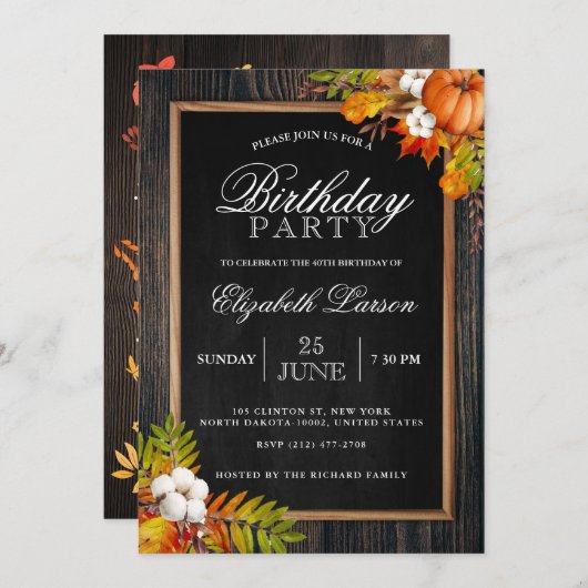 Herfst Herfst Rustiek Verjaardagsfeest Kaart (Voorkant / Achterkant)