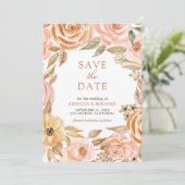Herfst Herfst Rustieke Aardse Bloemen Trouwfoto Save The Date (Staand voorkant)