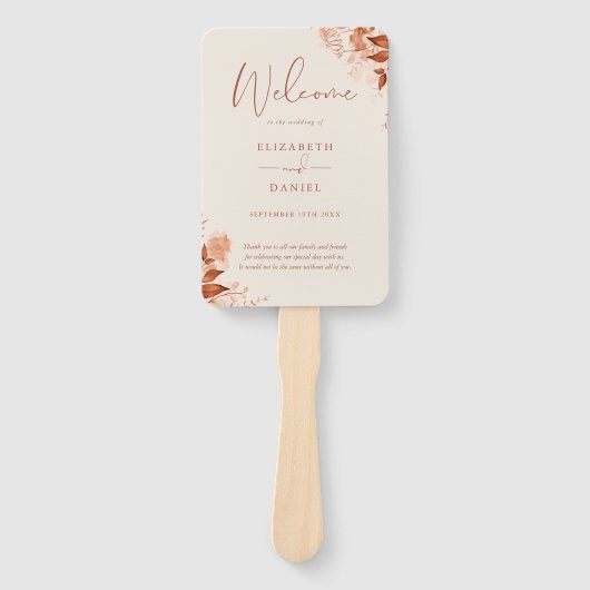 Herfst Herfst rustieke bloemen bruiloft programma Handwaaier (Voorkant)