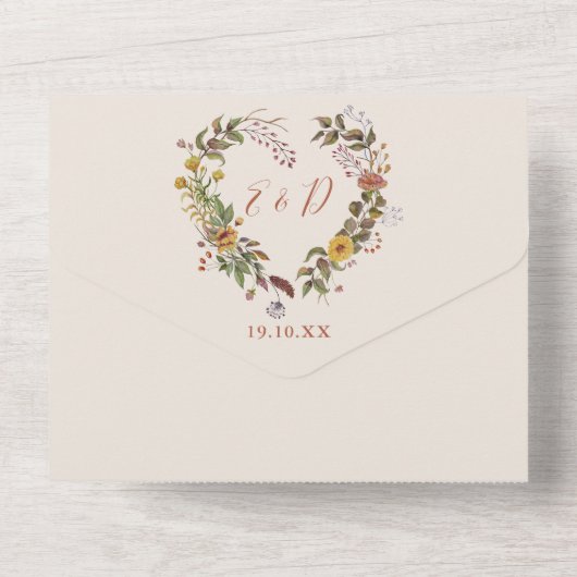 Herfst Herfst Rustieke Bloemen Details RSVP Bruilo All In One Uitnodiging (Achterkant)