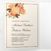 Herfst Herfst Rustieke Bloemen Foto Huwelijk Drieluik Uitnodiging (Binnenzijde eerst)