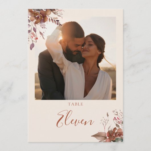 Herfst Herfst Rustieke Bloemen Foto Tabel Nummer Bedankkaart (Voorkant)