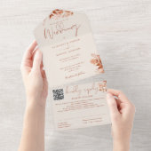 Herfst Herfst Rustieke Bloemen QR Code Bruiloft All In One Uitnodiging (Afscheurbaar)