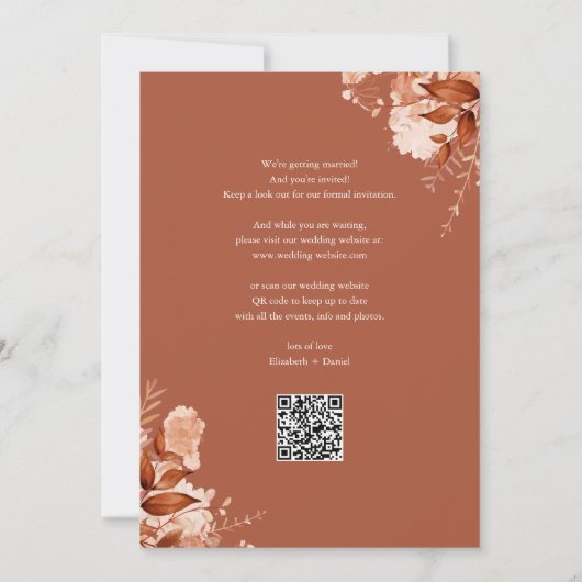 Herfst Herfst Rustieke Bloemen QR Code Bruiloft Save The Date (Achterkant)
