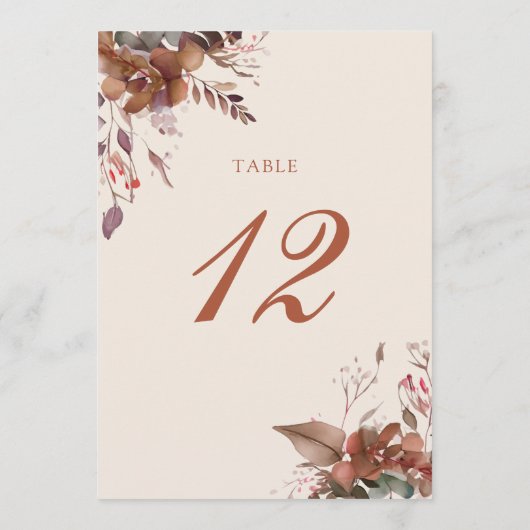 Herfst Herfst Rustieke Bloemen Tafelnummer (Achterkant)