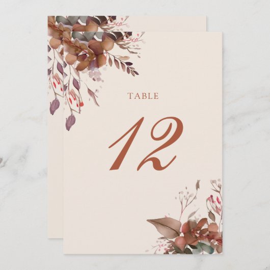 Herfst Herfst Rustieke Bloemen Tafelnummer (Voorkant / Achterkant)
