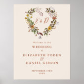 Herfst Herfst rustieke bloemenbruiloft welkomstbor Poster (Voorkant)