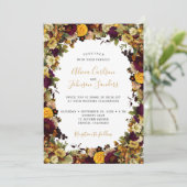 Herfst herfst rustieke botanische bloemenbruiloft kaart (Staand voorkant)