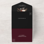 Herfst Herfst Rustieke Bourgondische Bloemen Zwart All In One Uitnodiging (Buitenkant)