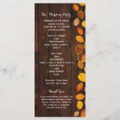 Herfst Herfst rustieke gouden bladeren bruiloft pr Programmakaart (Achterkant)