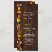 Herfst Herfst rustieke gouden bladeren bruiloft pr Programmakaart (Voorkant / Achterkant)