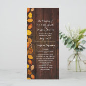 Herfst Herfst rustieke gouden bladeren bruiloft pr Programmakaart (Staand voorkant)
