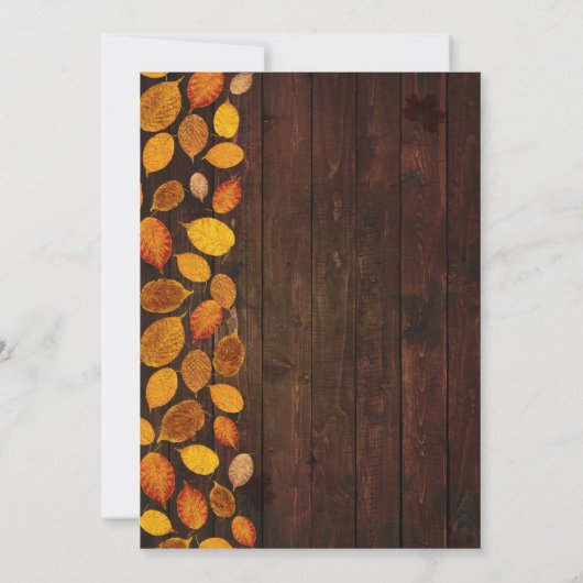 Herfst Herfst rustieke gouden bladeren & hout brui Kaart (Achterkant)