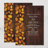 Herfst Herfst rustieke gouden bladeren & hout brui Kaart (Voorkant / Achterkant)