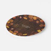 Herfst Herfst rustieke gouden bladeren op houten b Papieren Bordje (Gekanteld)