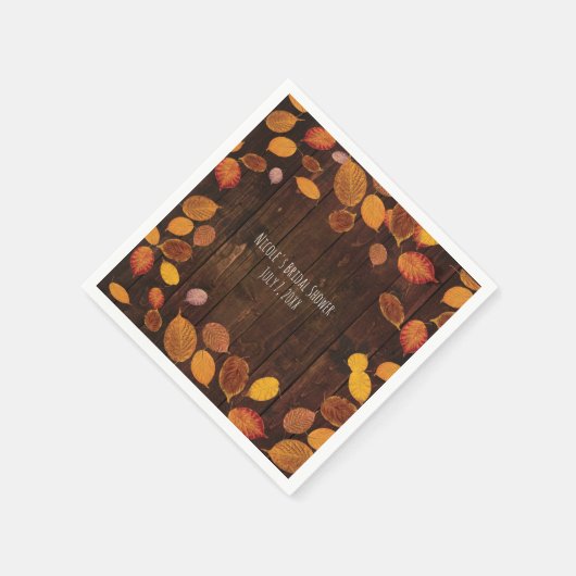 Herfst Herfst rustieke gouden bladeren op houten b Servet (Hoek)