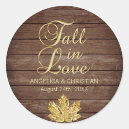 Herfst Herfst Rustieke Gouden HERFST IN LIEFDE Bru Ronde Sticker