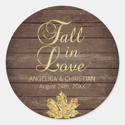 Herfst Herfst Rustieke Gouden HERFST IN LIEFDE Bru Ronde Sticker (Voorkant)