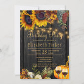 Herfst herfst rustieke houten zonnebloemen verjaar kaart (Voorkant)