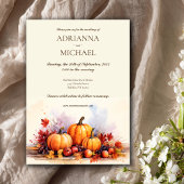 Herfst herfst rustieke pompoen bruiloft uitnodigin kaart