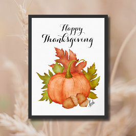 Herfst Herfst Rustieke Pompoen Happy Thanksgiving Poster