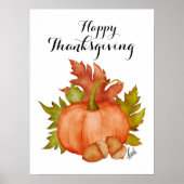 Herfst Herfst Rustieke Pompoen Happy Thanksgiving Poster (Voorkant)