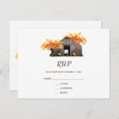 Herfst Herfst rustieke schuur bruiloft RSVP Briefk Briefkaart (Voorkant / Achterkant)