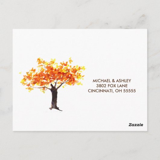 Herfst Herfst rustieke schuur bruiloft RSVP Briefk Briefkaart (Achterkant)