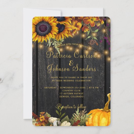 Herfst herfst rustieke schuur hout oogst bruiloft kaart (Voorkant)