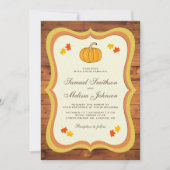 Herfst herfst rustieke schuur hout pompoen bruilof kaart (Voorkant)