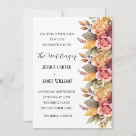 Herfst herfst rustieke Waterverf bloemenbruiloft Kaart
