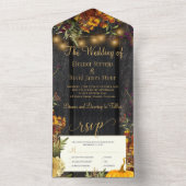 Herfst herfst rustige florale houtpompoenbruiloft all in one uitnodiging (Binnen)