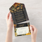 Herfst herfst rustige florale houtpompoenbruiloft all in one uitnodiging (Afscheurbaar)