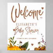 Herfst herfst rusty floral baby shower welkomsttek poster (Voorkant)