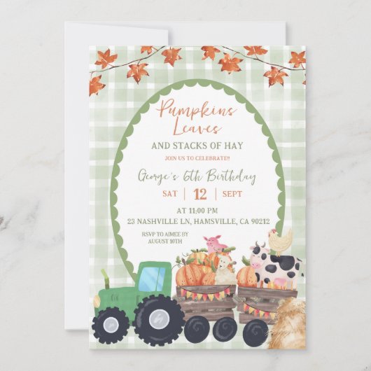 Herfst Herfst Sage Groene Boerderij Dierlijke Verj Kaart (Voorkant)