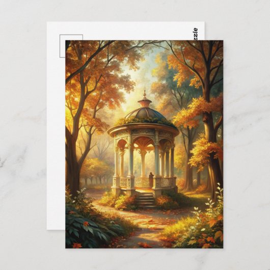 Herfst Herfst scène met tuinhuisje Briefkaart (Voorkant / Achterkant)