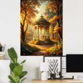 Herfst Herfst scène met tuinhuisje Poster (Thuiskantoor)