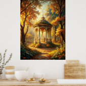 Herfst Herfst scène met tuinhuisje Poster (Keuken)