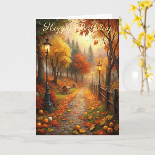 Herfst Herfst Scene Verjaardag Kaart (Gele Bloem)