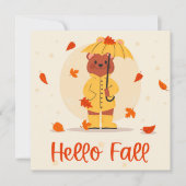Herfst Herfst Schattige Beer Groeten Platte Kaart (Voorkant)