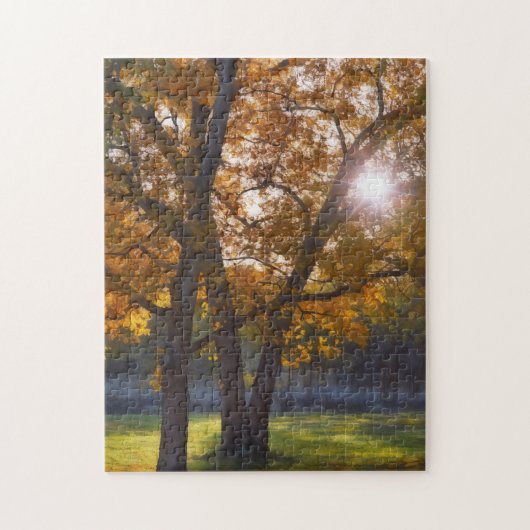 Herfst Herfst Seizoen Bomen Zonneschijn Art Puzzel (Verticaal)